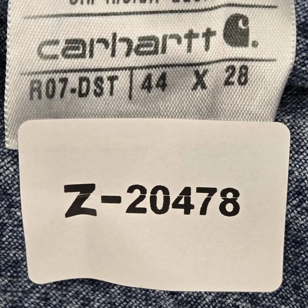Carhartt Men Overalls 44X28 Blue Denim R07-DST Work Carpenter Y2K READ